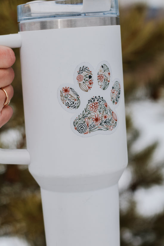 Floral Paw Print Sticker