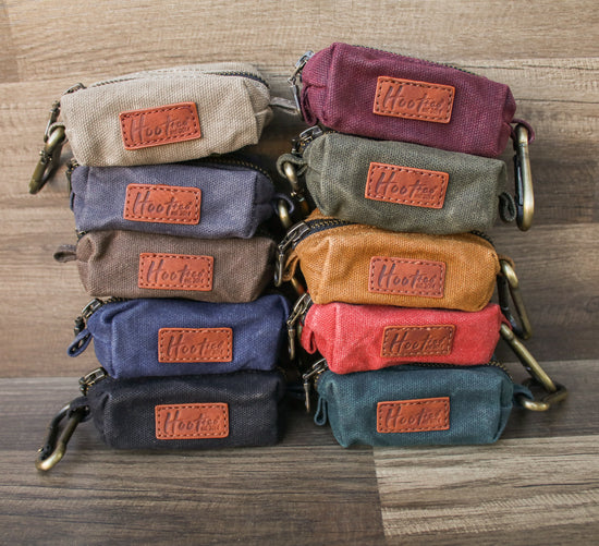Waxed Canvas Poop Bag Holder - Coral
