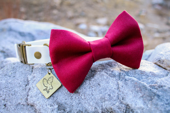 Cranberry Linen Bow Tie