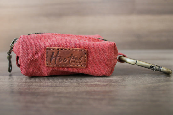 Waxed Canvas Poop Bag Holder - Coral