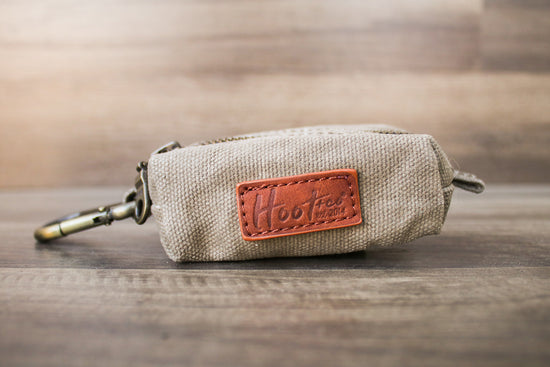 Waxed Canvas Poop Bag Holder - Khaki