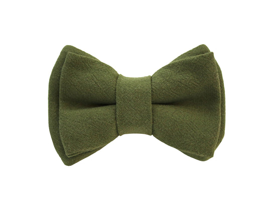Double Layer Linen Bow Tie - Olive