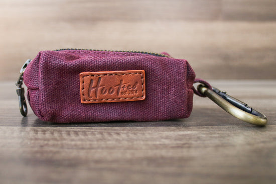 Waxed Canvas Poop Bag Holder - Plum