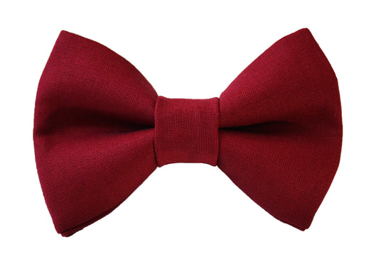 Cranberry Linen Bow Tie