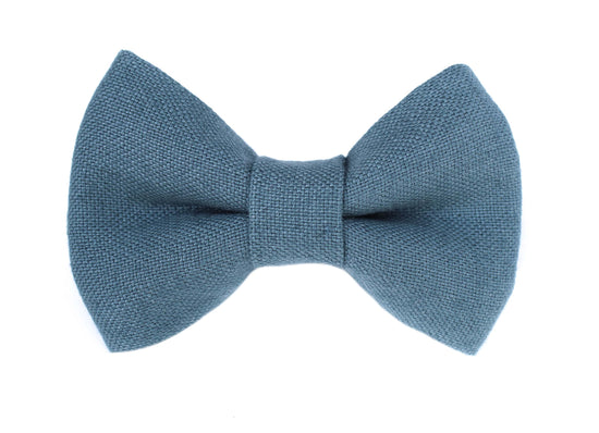 Steel Blue Linen Bow Tie