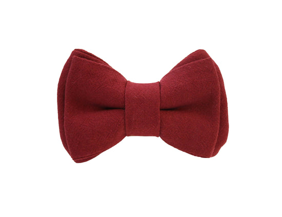 Double Layer Linen Bow Tie - Wine