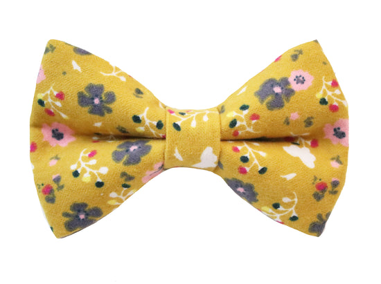 Poppy Floral Bow Tie - Yellow